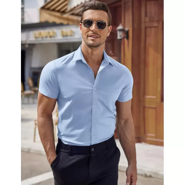 COOFANDY Men's Short Sleeve Button Down Shirts Casual Muscle Fit Dress Shirt with Pocket