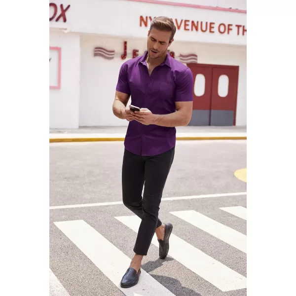 COOFANDY Men's Short Sleeve Button Down Shirts Casual Muscle Fit Dress Shirt with Pocket