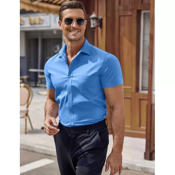 COOFANDY Men's Short Sleeve Button Down Shirts Casual Muscle Fit Dress Shirt with Pocket