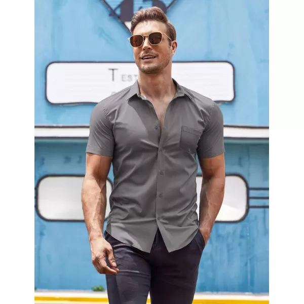 COOFANDY Men's Short Sleeve Button Down Shirts Casual Muscle Fit Dress Shirt with Pocket