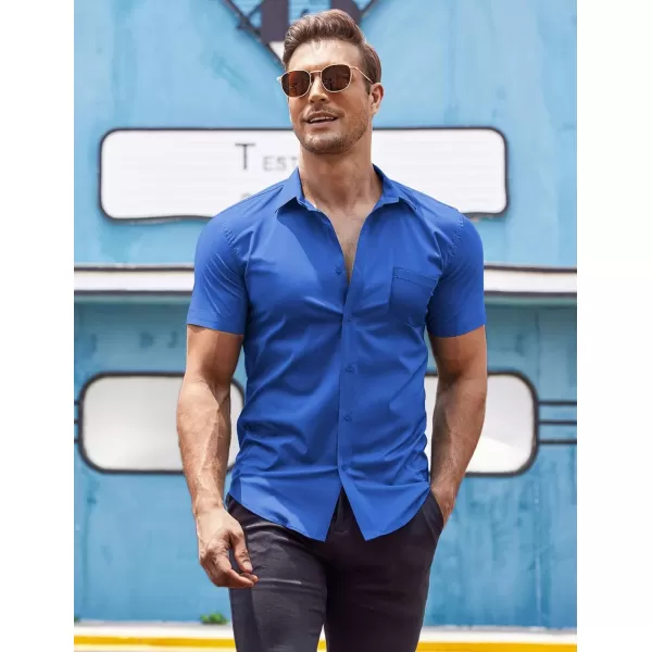 COOFANDY Men's Short Sleeve Button Down Shirts Casual Muscle Fit Dress Shirt with Pocket