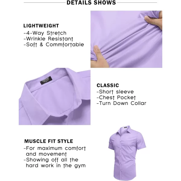 COOFANDY Men's Short Sleeve Button Down Shirts Casual Muscle Fit Dress Shirt with Pocket
