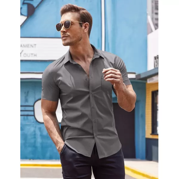 COOFANDY Men's Short Sleeve Button Down Shirts Casual Muscle Fit Dress Shirt with Pocket
