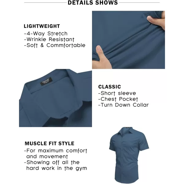 COOFANDY Men's Short Sleeve Button Down Shirts Casual Muscle Fit Dress Shirt with Pocket