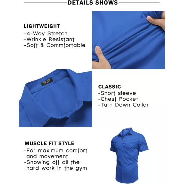 COOFANDY Men's Short Sleeve Button Down Shirts Casual Muscle Fit Dress Shirt with Pocket