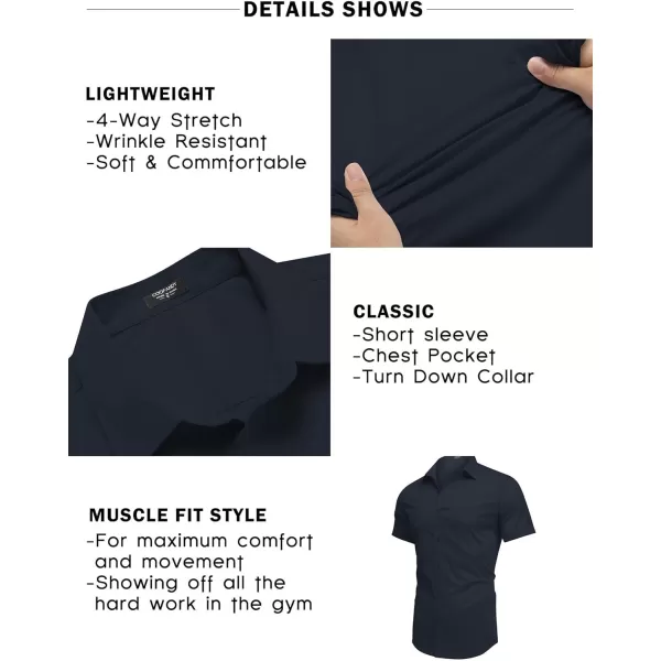 COOFANDY Men's Short Sleeve Button Down Shirts Casual Muscle Fit Dress Shirt with Pocket