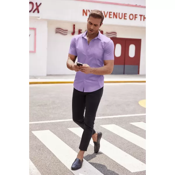 COOFANDY Men's Short Sleeve Button Down Shirts Casual Muscle Fit Dress Shirt with Pocket