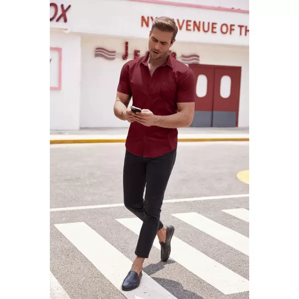 COOFANDY Men's Short Sleeve Button Down Shirts Casual Muscle Fit Dress Shirt with Pocket