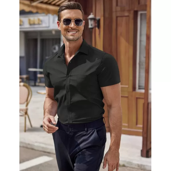 COOFANDY Men's Short Sleeve Button Down Shirts Casual Muscle Fit Dress Shirt with Pocket