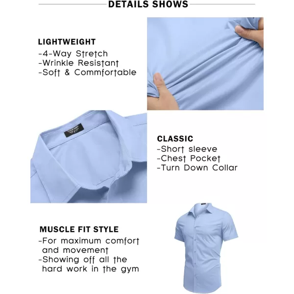 COOFANDY Men's Short Sleeve Button Down Shirts Casual Muscle Fit Dress Shirt with Pocket