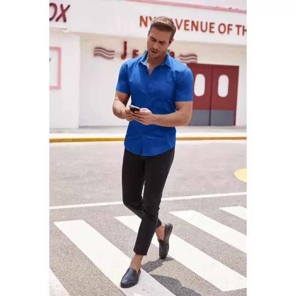 COOFANDY Men's Short Sleeve Button Down Shirts Casual Muscle Fit Dress Shirt with Pocket
