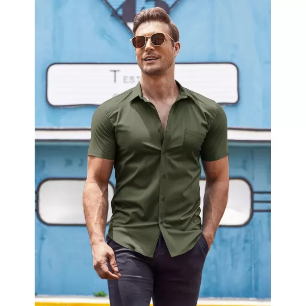 COOFANDY Men's Short Sleeve Button Down Shirts Casual Muscle Fit Dress Shirt with Pocket