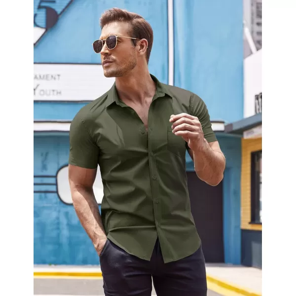COOFANDY Men's Short Sleeve Button Down Shirts Casual Muscle Fit Dress Shirt with Pocket