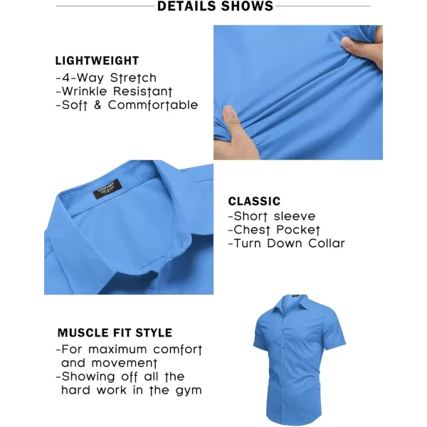 COOFANDY Men's Short Sleeve Button Down Shirts Casual Muscle Fit Dress Shirt with Pocket