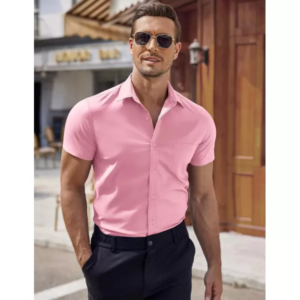COOFANDY Men's Short Sleeve Button Down Shirts Casual Muscle Fit Dress Shirt with Pocket