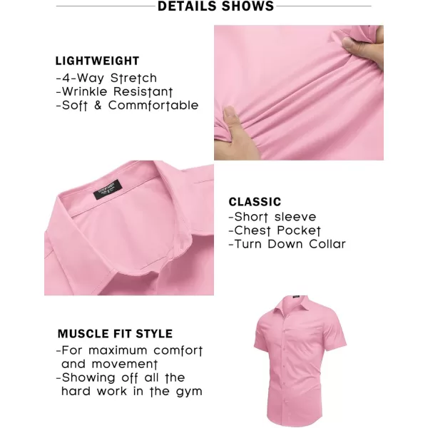 COOFANDY Men's Short Sleeve Button Down Shirts Casual Muscle Fit Dress Shirt with Pocket
