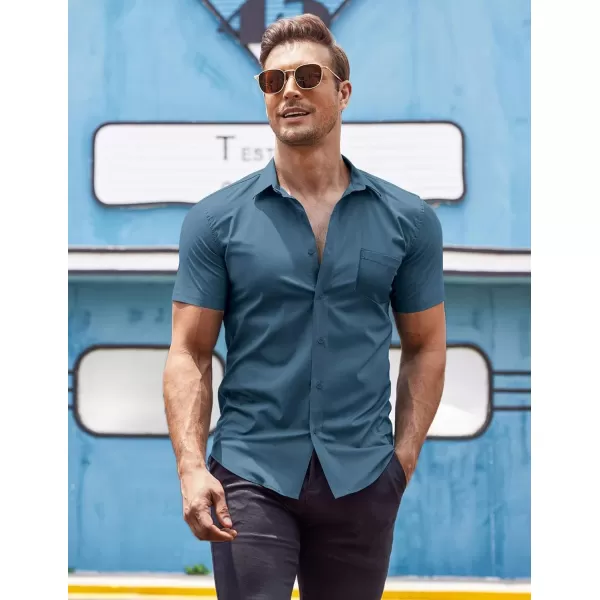 COOFANDY Men's Short Sleeve Button Down Shirts Casual Muscle Fit Dress Shirt with Pocket
