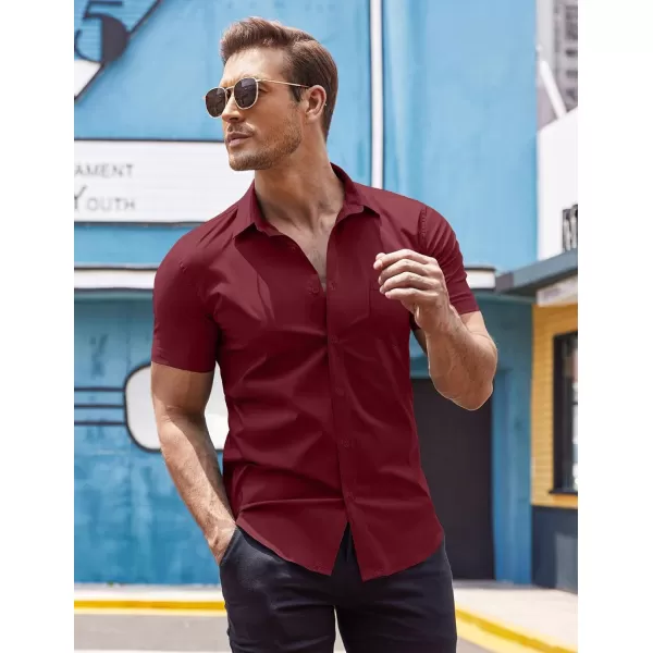 COOFANDY Men's Short Sleeve Button Down Shirts Casual Muscle Fit Dress Shirt with Pocket