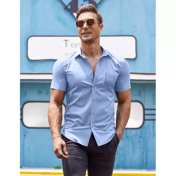 COOFANDY Men's Short Sleeve Button Down Shirts Casual Muscle Fit Dress Shirt with Pocket