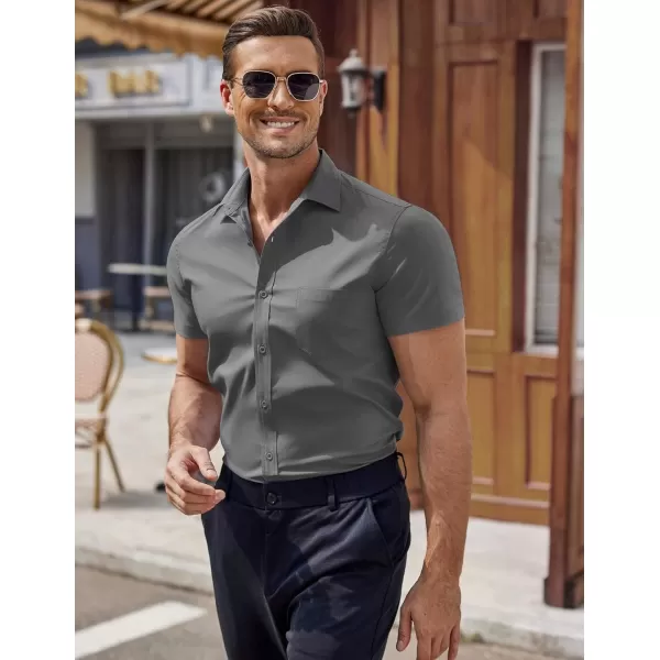 COOFANDY Men's Short Sleeve Button Down Shirts Casual Muscle Fit Dress Shirt with Pocket