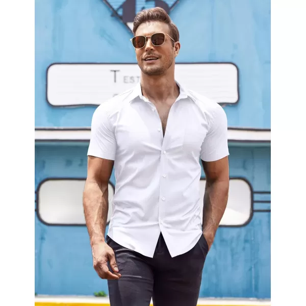 COOFANDY Men's Short Sleeve Button Down Shirts Casual Muscle Fit Dress Shirt with Pocket