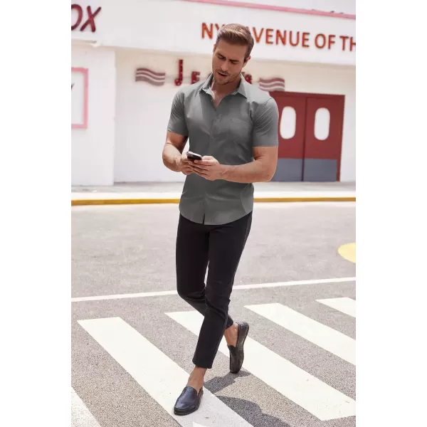 COOFANDY Men's Short Sleeve Button Down Shirts Casual Muscle Fit Dress Shirt with Pocket