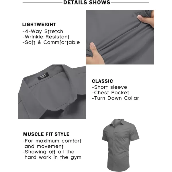 COOFANDY Men's Short Sleeve Button Down Shirts Casual Muscle Fit Dress Shirt with Pocket