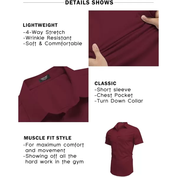 COOFANDY Men's Short Sleeve Button Down Shirts Casual Muscle Fit Dress Shirt with Pocket