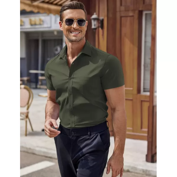 COOFANDY Men's Short Sleeve Button Down Shirts Casual Muscle Fit Dress Shirt with Pocket