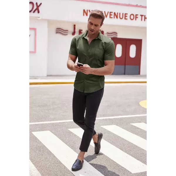 COOFANDY Men's Short Sleeve Button Down Shirts Casual Muscle Fit Dress Shirt with Pocket