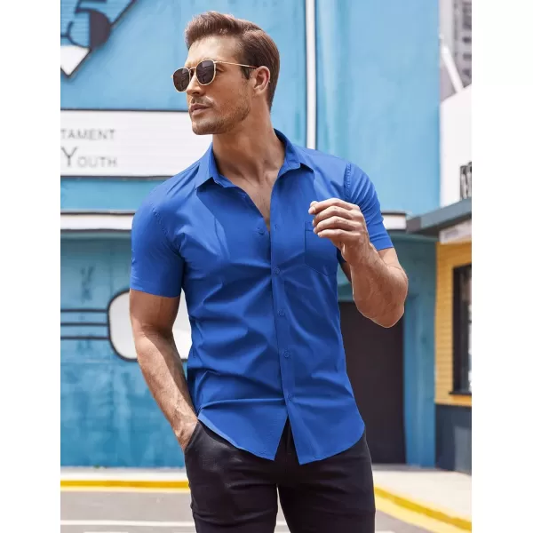 COOFANDY Men's Short Sleeve Button Down Shirts Casual Muscle Fit Dress Shirt with Pocket
