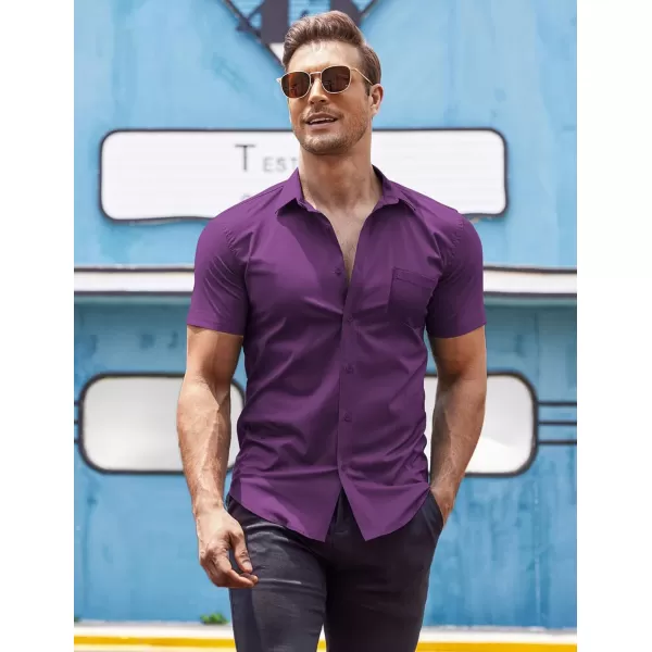 COOFANDY Men's Short Sleeve Button Down Shirts Casual Muscle Fit Dress Shirt with Pocket