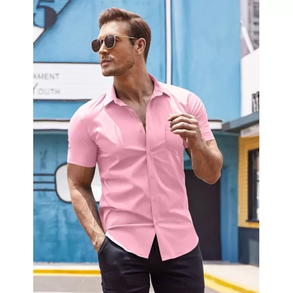 COOFANDY Men's Short Sleeve Button Down Shirts Casual Muscle Fit Dress Shirt with Pocket