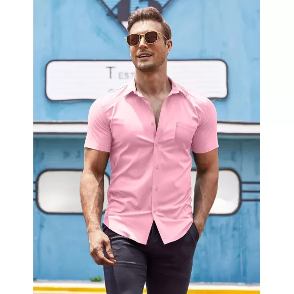 COOFANDY Men's Short Sleeve Button Down Shirts Casual Muscle Fit Dress Shirt with Pocket