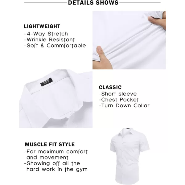 COOFANDY Men's Short Sleeve Button Down Shirts Casual Muscle Fit Dress Shirt with Pocket
