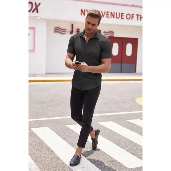 COOFANDY Men's Short Sleeve Button Down Shirts Casual Muscle Fit Dress Shirt with Pocket