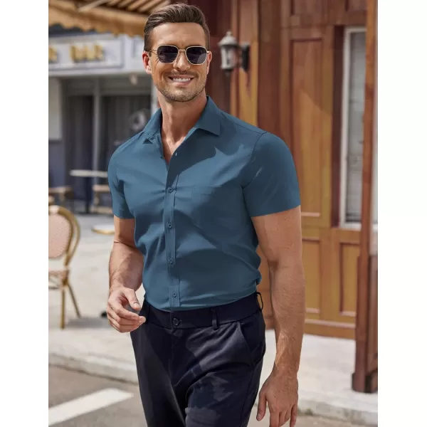 COOFANDY Men's Short Sleeve Button Down Shirts Casual Muscle Fit Dress Shirt with Pocket