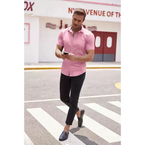 COOFANDY Men's Short Sleeve Button Down Shirts Casual Muscle Fit Dress Shirt with Pocket