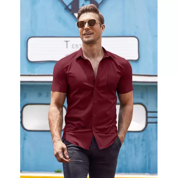 COOFANDY Men's Short Sleeve Button Down Shirts Casual Muscle Fit Dress Shirt with Pocket