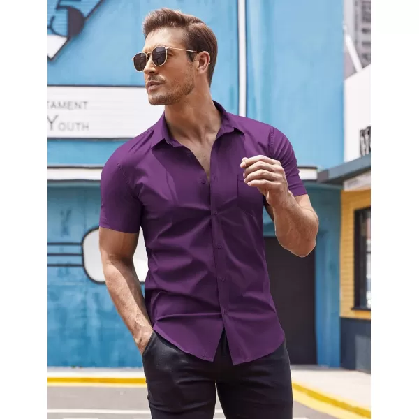 COOFANDY Men's Short Sleeve Button Down Shirts Casual Muscle Fit Dress Shirt with Pocket