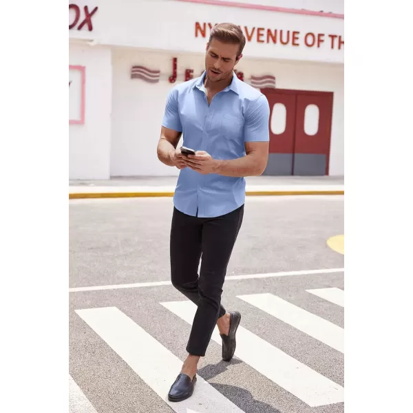 COOFANDY Men's Short Sleeve Button Down Shirts Casual Muscle Fit Dress Shirt with Pocket