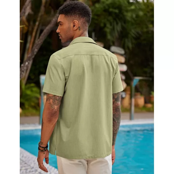 COOFANDY Mens Short Sleeve Cuban Guayabera Shirt Casual Summer Beach Button Down Shirts