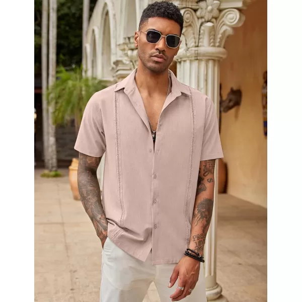 COOFANDY Mens Short Sleeve Cuban Guayabera Shirt Casual Summer Beach Button Down Shirts