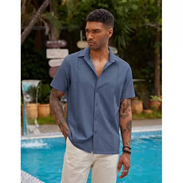COOFANDY Mens Short Sleeve Cuban Guayabera Shirt Casual Summer Beach Button Down Shirts