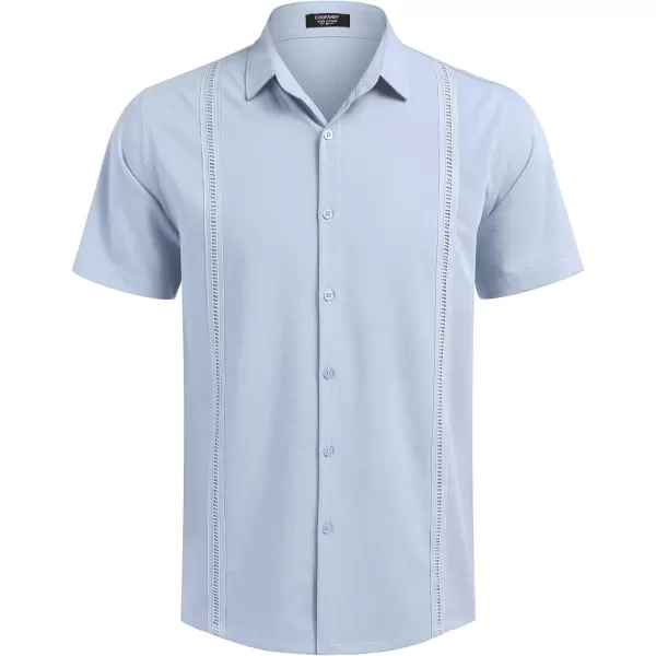 COOFANDY Mens Short Sleeve Cuban Guayabera Shirt Casual Summer Beach Button Down Shirts