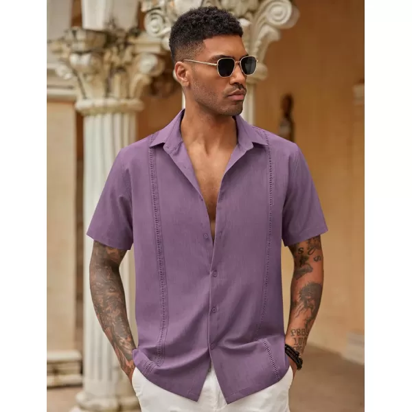COOFANDY Mens Short Sleeve Cuban Guayabera Shirt Casual Summer Beach Button Down Shirts