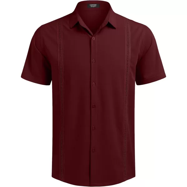 COOFANDY Mens Short Sleeve Cuban Guayabera Shirt Casual Summer Beach Button Down Shirts