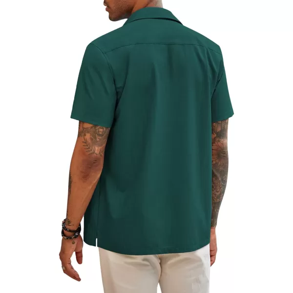 COOFANDY Mens Short Sleeve Cuban Guayabera Shirt Casual Summer Beach Button Down Shirts