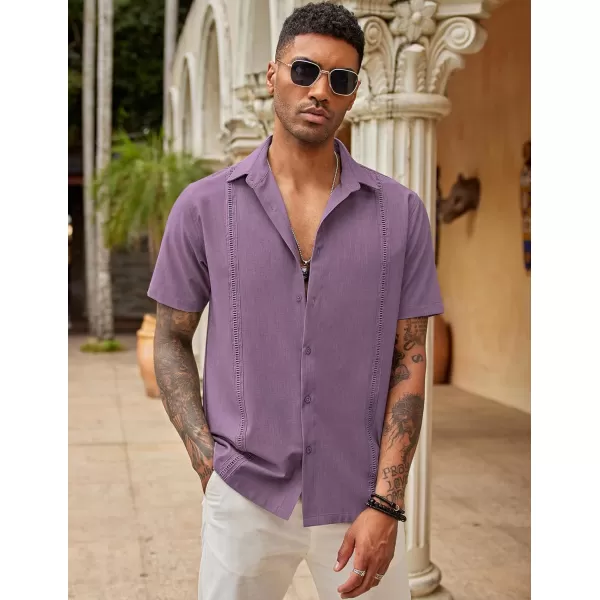 COOFANDY Mens Short Sleeve Cuban Guayabera Shirt Casual Summer Beach Button Down Shirts