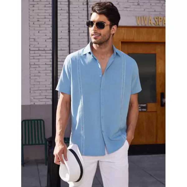 COOFANDY Mens Short Sleeve Cuban Guayabera Shirt Casual Summer Beach Button Down Shirts